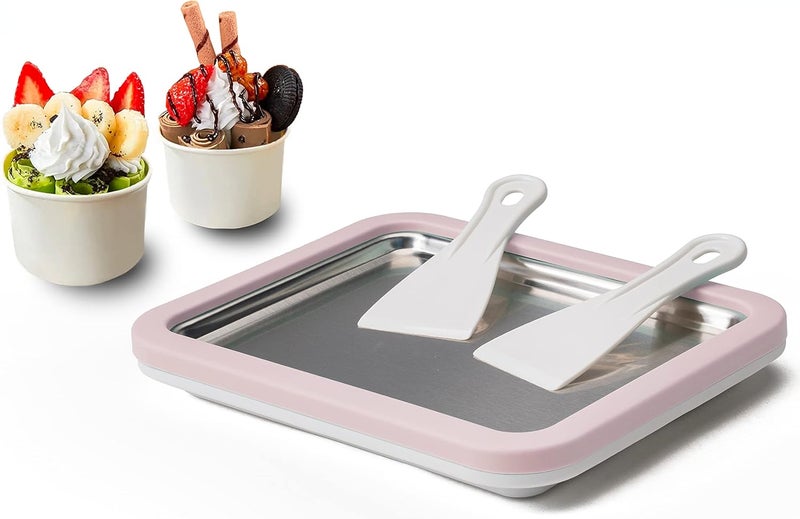 JoyMech Ice Cream Roll Maker Rolled Ice Cream Machine, Sweet Spot Pan, Instant Cold Plate, Ideal for Making Rolled Ice Cream Soft Serve Slushies Frozen Yogurt Sorbet and Gelato (Light Pink) - Image 1